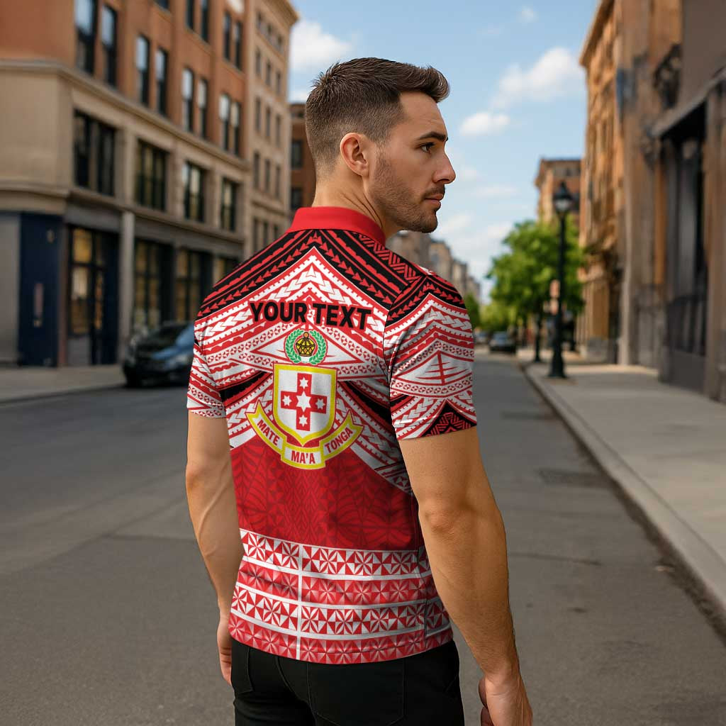 Personalised Kolisi Tonga College Atele Zipper Polo Shirt Polynesian Ngatu Tribal LT9 - Polynesian Pride