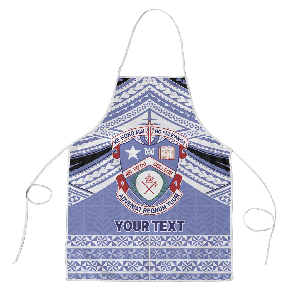 Personalised Tonga Apifoou College Apron Polynesian Ngatu Tribal LT9 Blue - Polynesian Pride