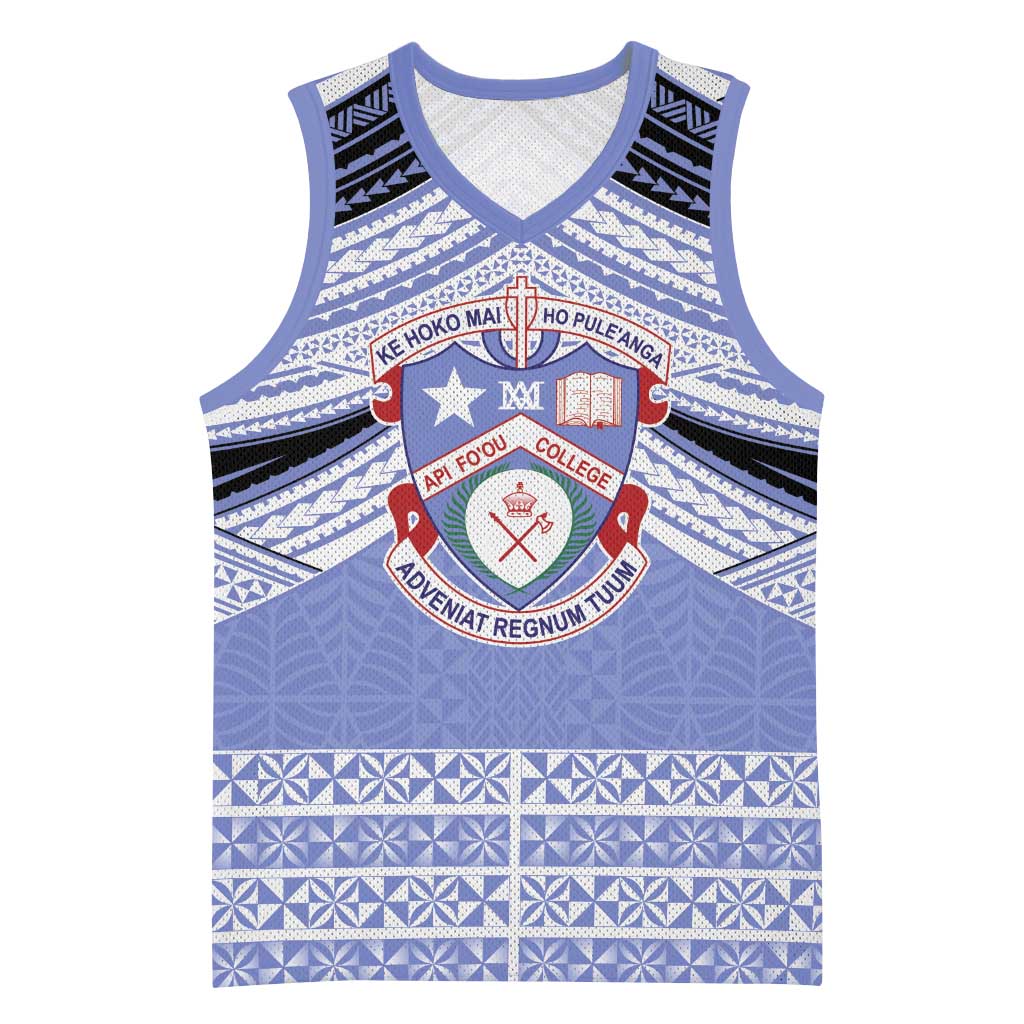 Personalised Tonga Apifoou College Basketball Jersey Polynesian Ngatu Tribal LT9 Unisex Blue - Polynesian Pride