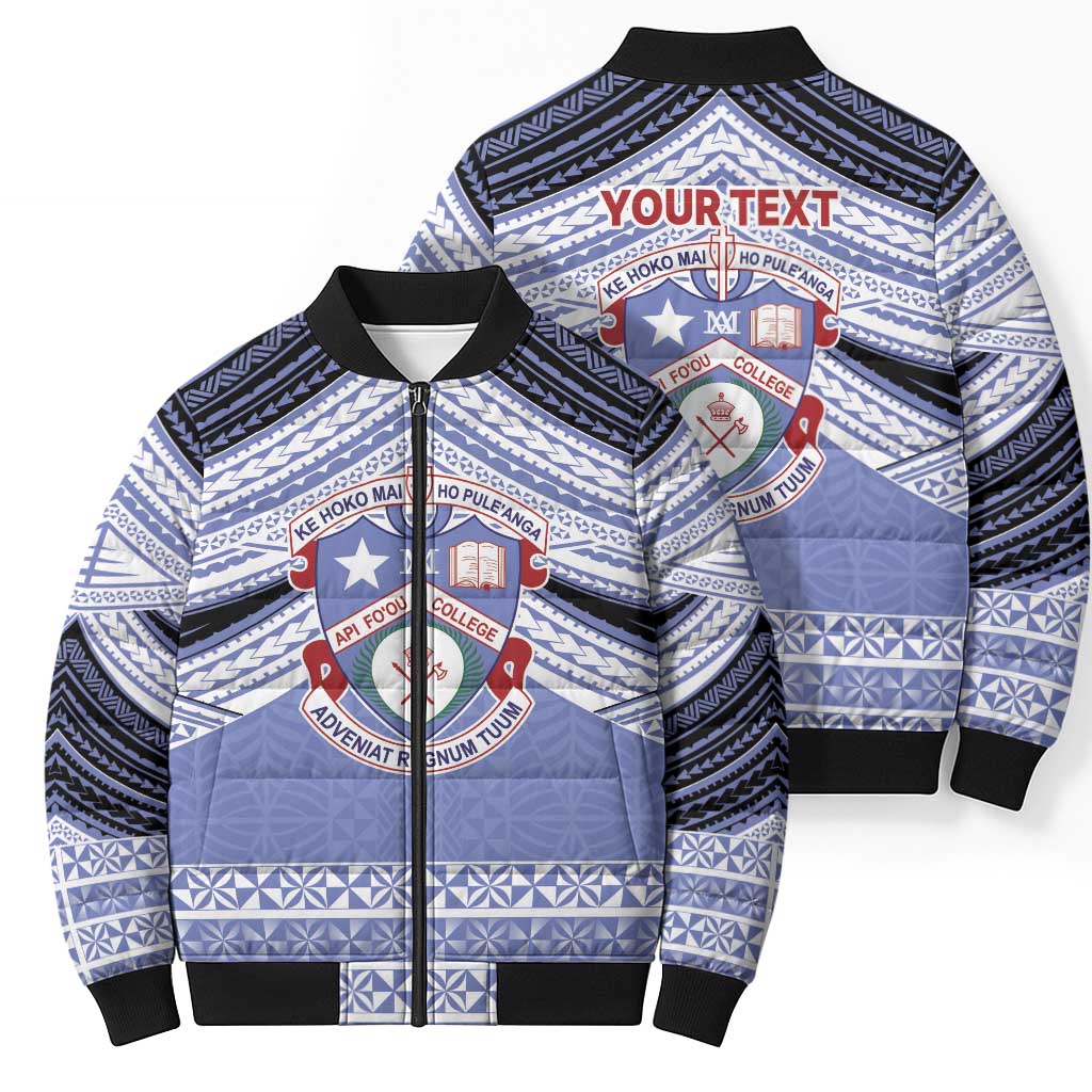 Personalised Tonga Apifoou College Bomber Puffer Jacket Polynesian Ngatu Tribal LT9 - Polynesian Pride