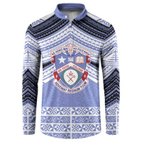 Personalised Tonga Apifoou College Button Sweatshirt Polynesian Ngatu Tribal LT9 Blue - Polynesian Pride