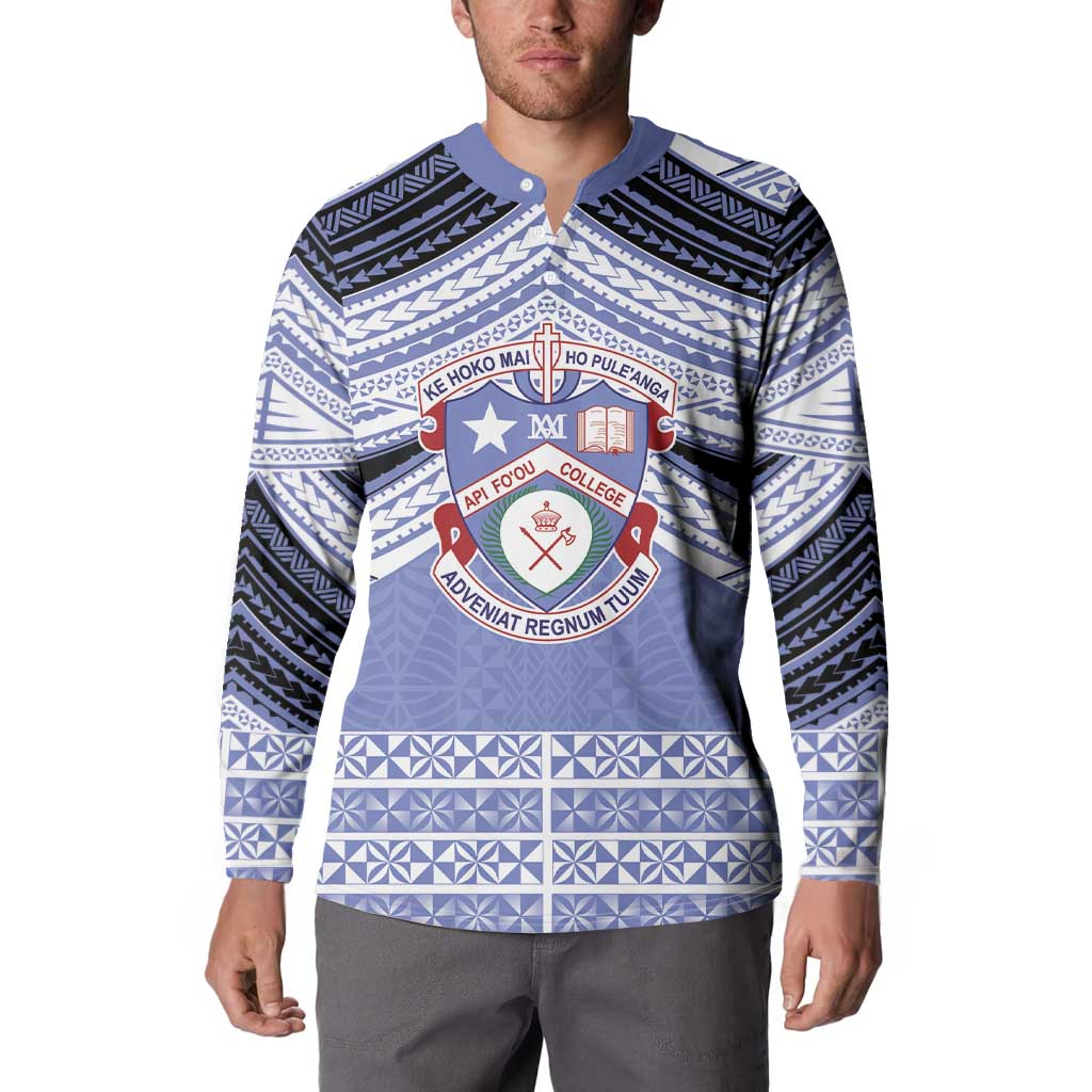 Personalised Tonga Apifoou College Button Sweatshirt Polynesian Ngatu Tribal LT9 - Polynesian Pride