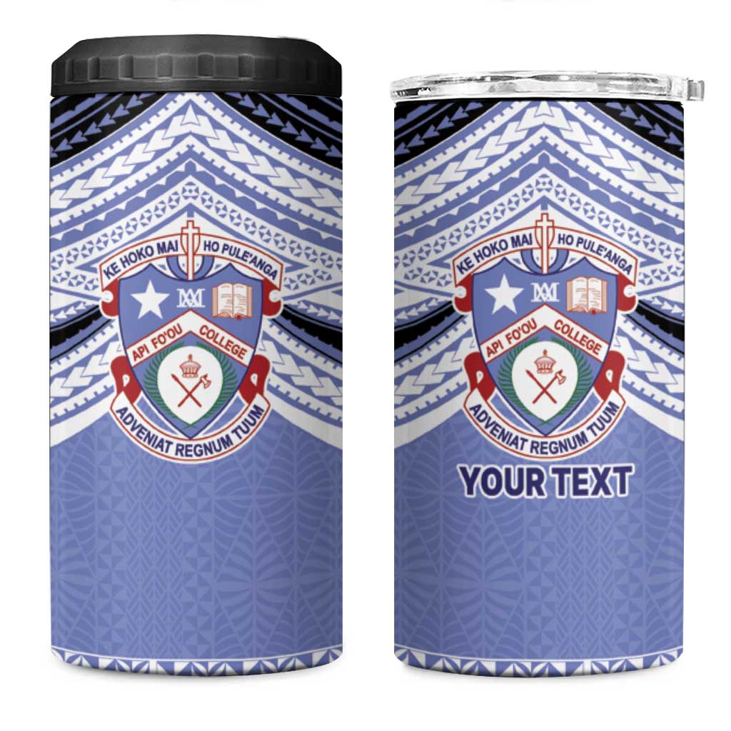 Personalised Tonga Apifoou College 4 in 1 Can Cooler Tumbler Polynesian Ngatu Tribal LT9 One Size: 16 oz Blue - Polynesian Pride