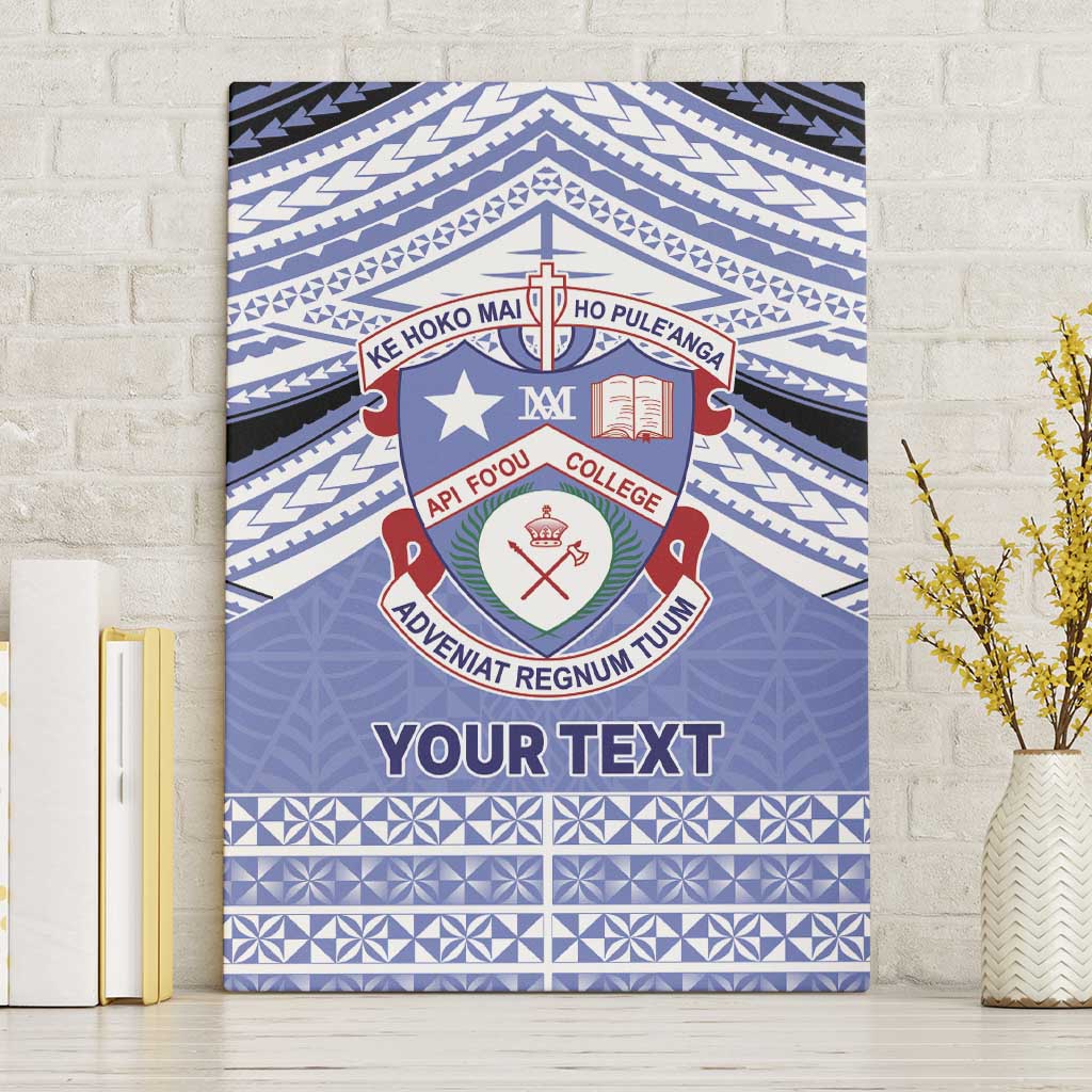 Personalised Tonga Apifoou College Canvas Wall Art Polynesian Ngatu Tribal LT9 Without Frame Blue - Polynesian Pride