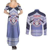 Personalised Tonga Apifoou College Couples Matching Summer Maxi Dress and Long Sleeve Button Shirt Polynesian Ngatu Tribal LT9 - Polynesian Pride