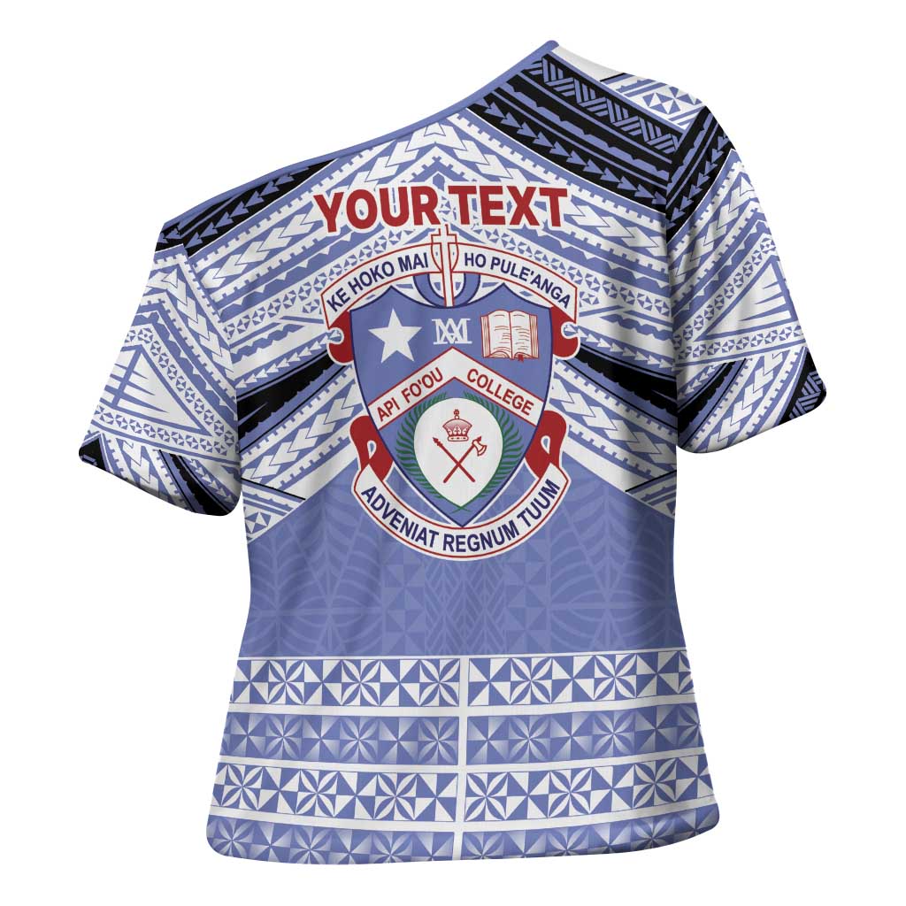 Personalised Tonga Apifoou College Cross Shoulder Shirt Polynesian Ngatu Tribal LT9 - Polynesian Pride