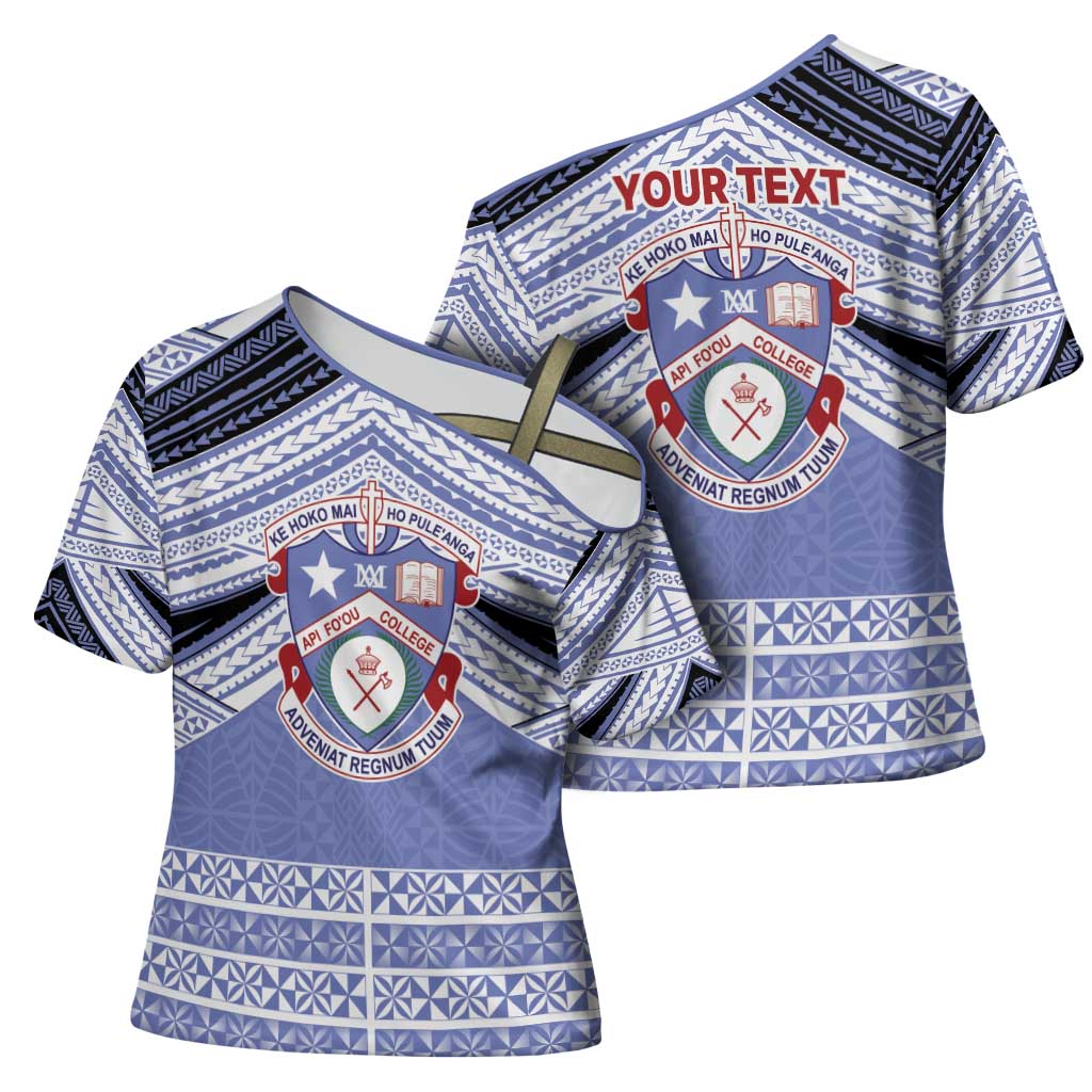 Personalised Tonga Apifoou College Cross Shoulder Shirt Polynesian Ngatu Tribal LT9 - Polynesian Pride