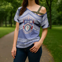 Personalised Tonga Apifoou College Cross Shoulder Shirt Polynesian Ngatu Tribal LT9 - Polynesian Pride