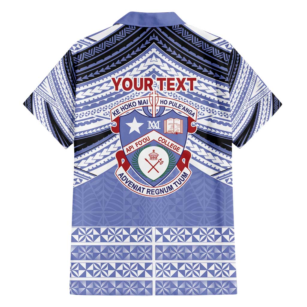 Personalised Tonga Apifoou College Family Matching Off Shoulder Short Dress and Hawaiian Shirt Polynesian Ngatu Tribal