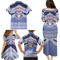 Personalised Tonga Apifoou College Family Matching Puletasi and Hawaiian Shirt Polynesian Ngatu Tribal