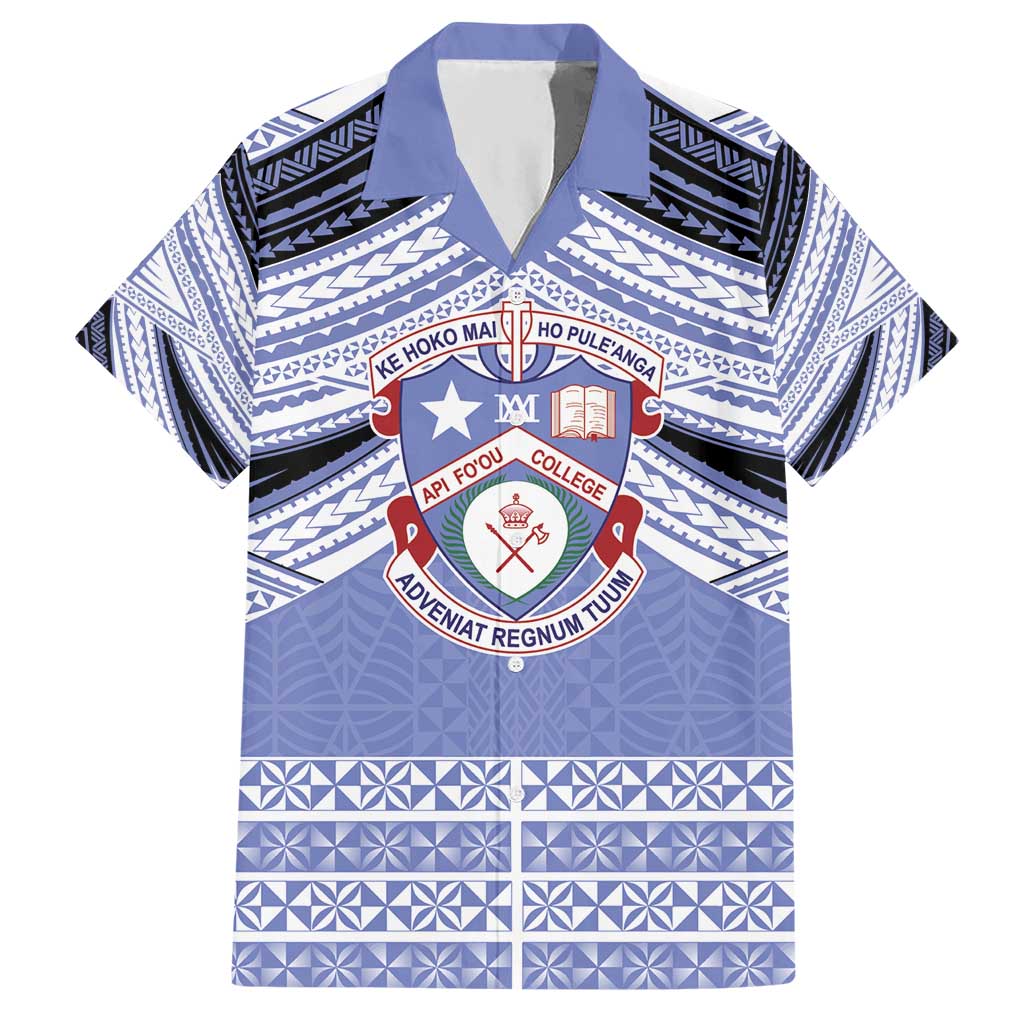 Personalised Tonga Apifoou College Hawaiian Shirt Polynesian Ngatu Tribal LT9 Blue - Polynesian Pride