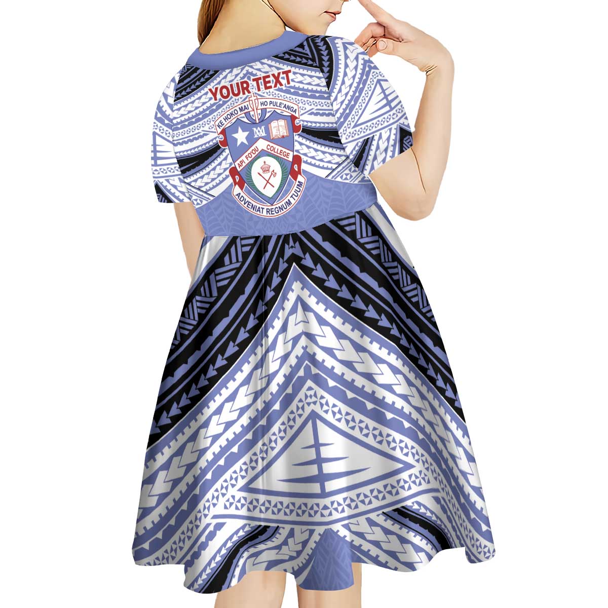 Personalised Tonga Apifoou College Kid Short Sleeve Dress Polynesian Ngatu Tribal LT9 - Polynesian Pride