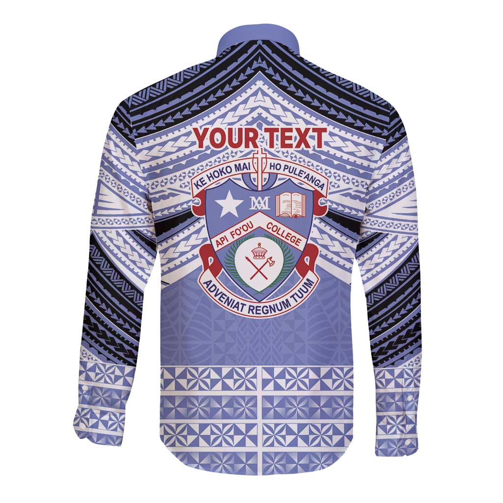 Personalised Tonga Apifoou College Long Sleeve Button Shirt Polynesian Ngatu Tribal LT9 - Polynesian Pride
