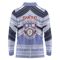 Personalised Tonga Apifoou College Long Sleeve Polo Shirt Polynesian Ngatu Tribal