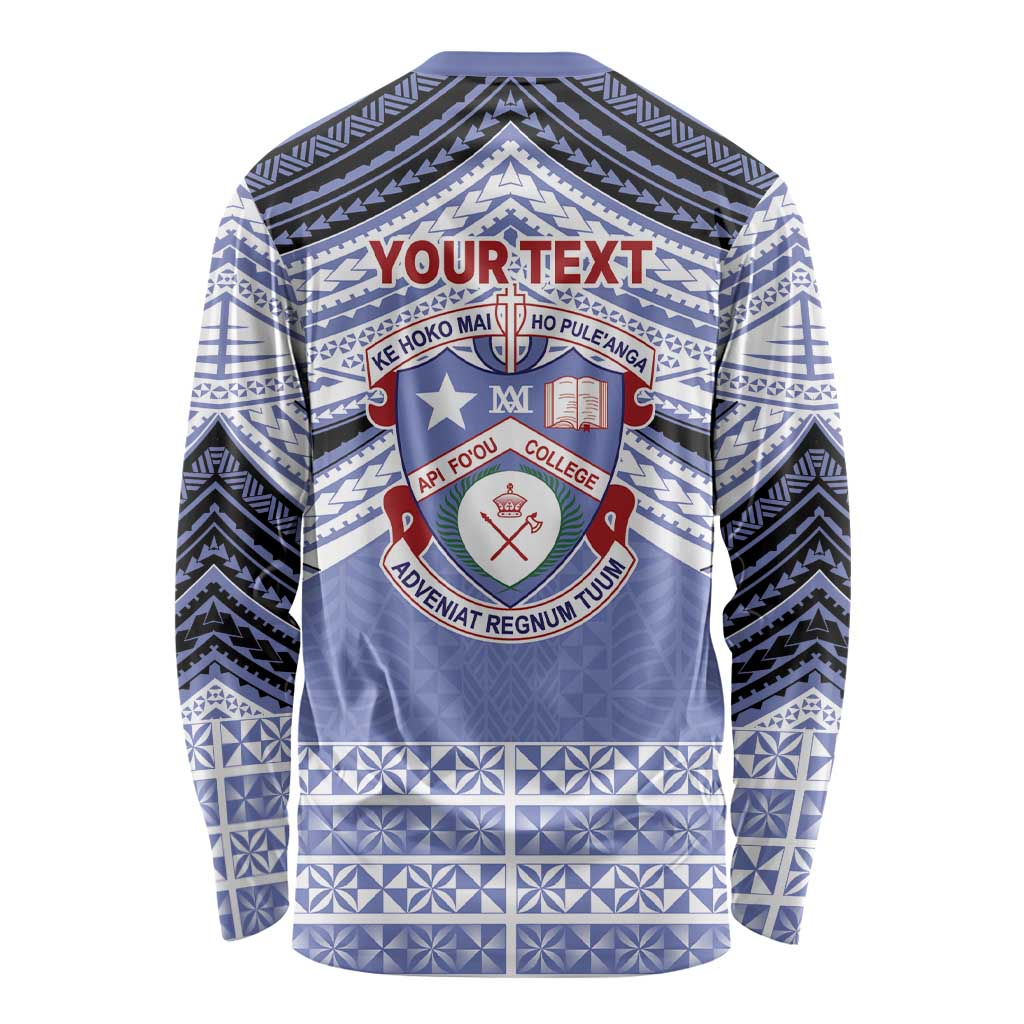 Personalised Tonga Apifoou College Long Sleeve Shirt Polynesian Ngatu Tribal LT9 - Polynesian Pride