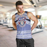 Personalised Tonga Apifoou College Men Tank Top Polynesian Ngatu Tribal LT9 Blue - Polynesian Pride