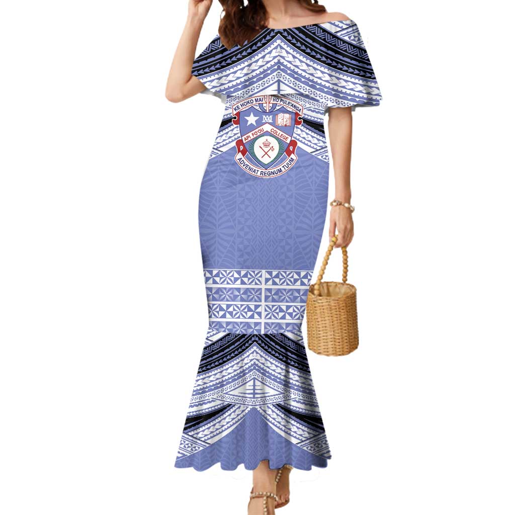 Personalised Tonga Apifoou College Mermaid Dress Polynesian Ngatu Tribal