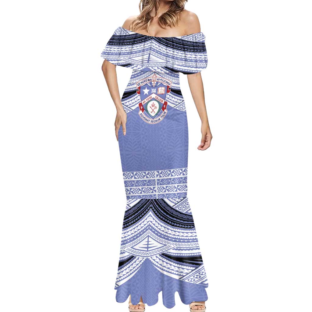 Personalised Tonga Apifoou College Mermaid Dress Polynesian Ngatu Tribal
