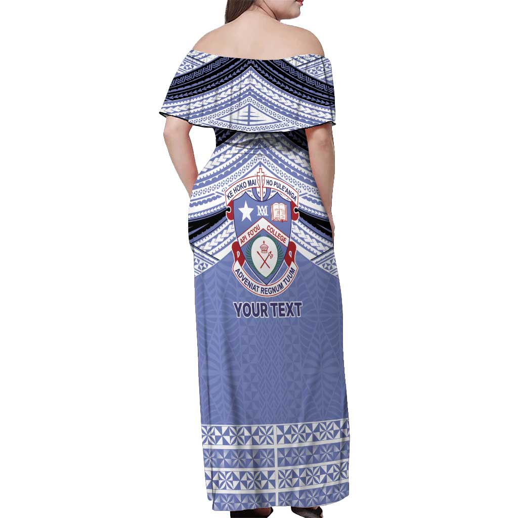 Personalised Tonga Apifoou College Off Shoulder Maxi Dress Polynesian Ngatu Tribal
