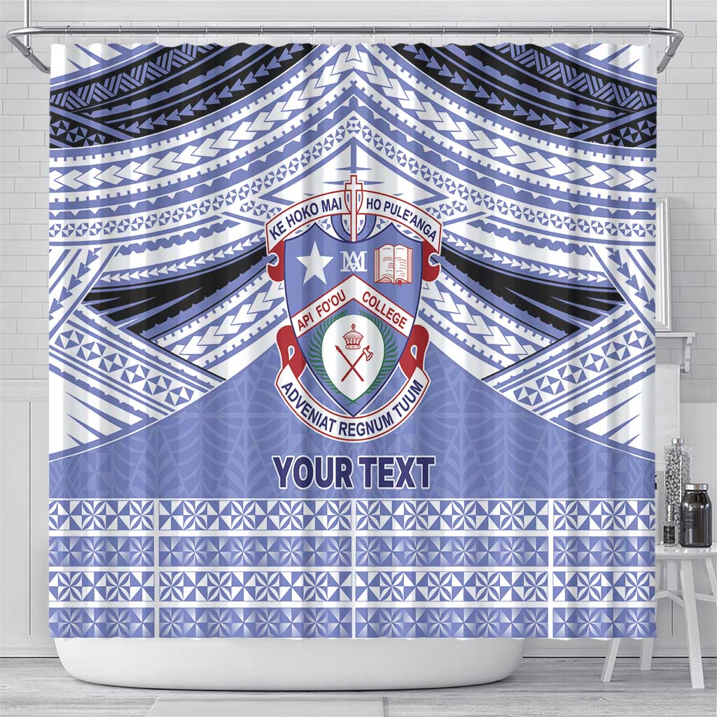 Personalised Tonga Apifoou College Shower Curtain Polynesian Ngatu Tribal