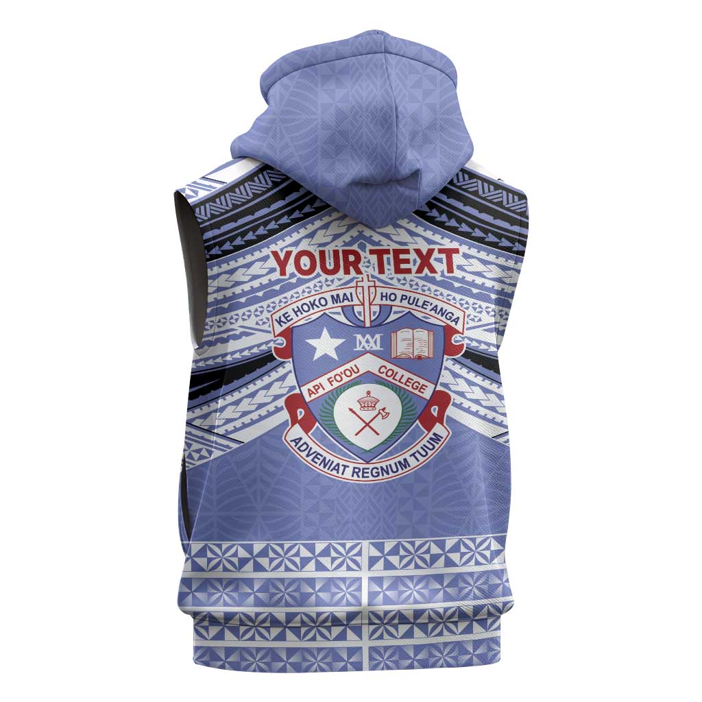 Personalised Tonga Apifoou College Sleeveless Hoodie Polynesian Ngatu Tribal - Polynesian Pride