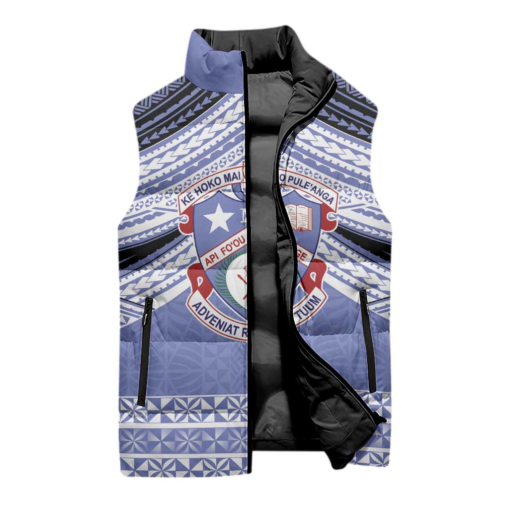 Personalised Tonga Apifoou College Sleeveless Puffer Jacket Polynesian Ngatu Tribal LT9 - Polynesian Pride