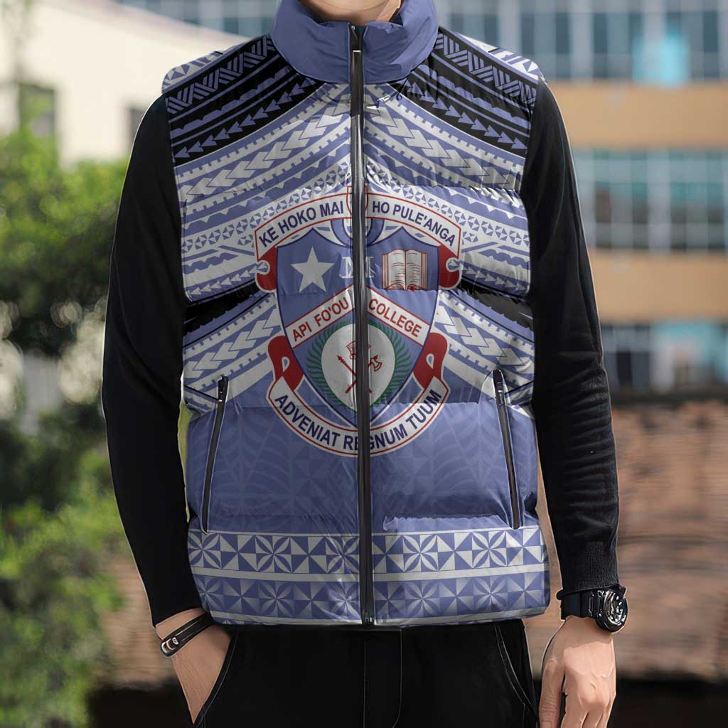 Personalised Tonga Apifoou College Sleeveless Puffer Jacket Polynesian Ngatu Tribal LT9 - Polynesian Pride