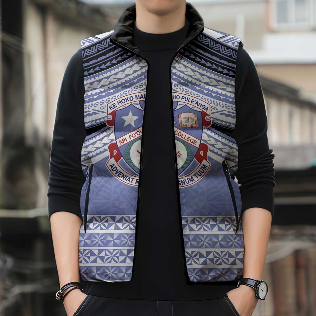 Personalised Tonga Apifoou College Sleeveless Puffer Jacket Polynesian Ngatu Tribal LT9 - Polynesian Pride
