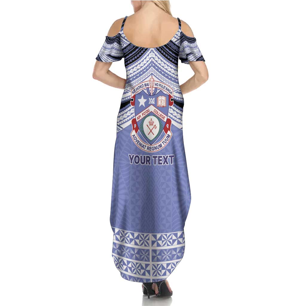 Personalised Tonga Apifoou College Summer Maxi Dress Polynesian Ngatu Tribal