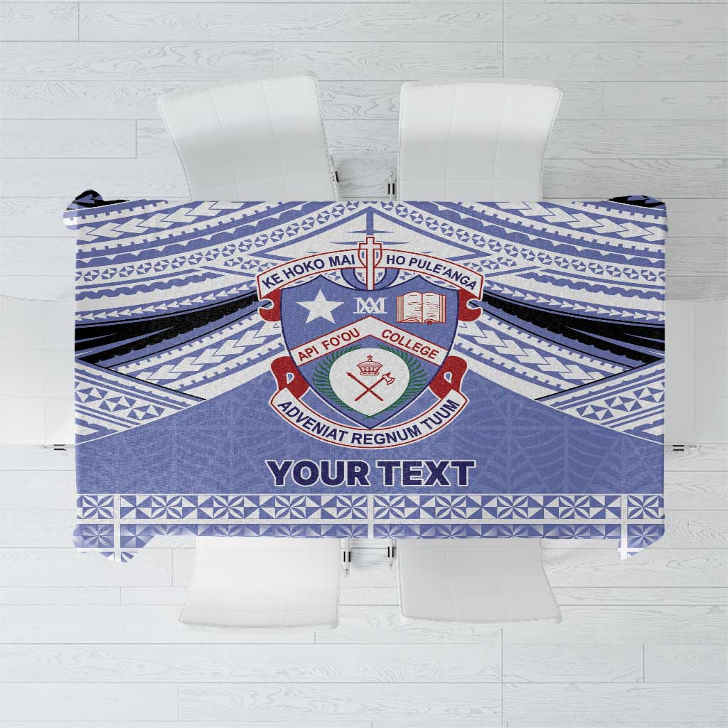 Personalised Tonga Apifoou College Tablecloth Polynesian Ngatu Tribal LT9 Blue - Polynesian Pride