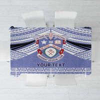 Personalised Tonga Apifoou College Tablecloth Polynesian Ngatu Tribal LT9 Blue - Polynesian Pride