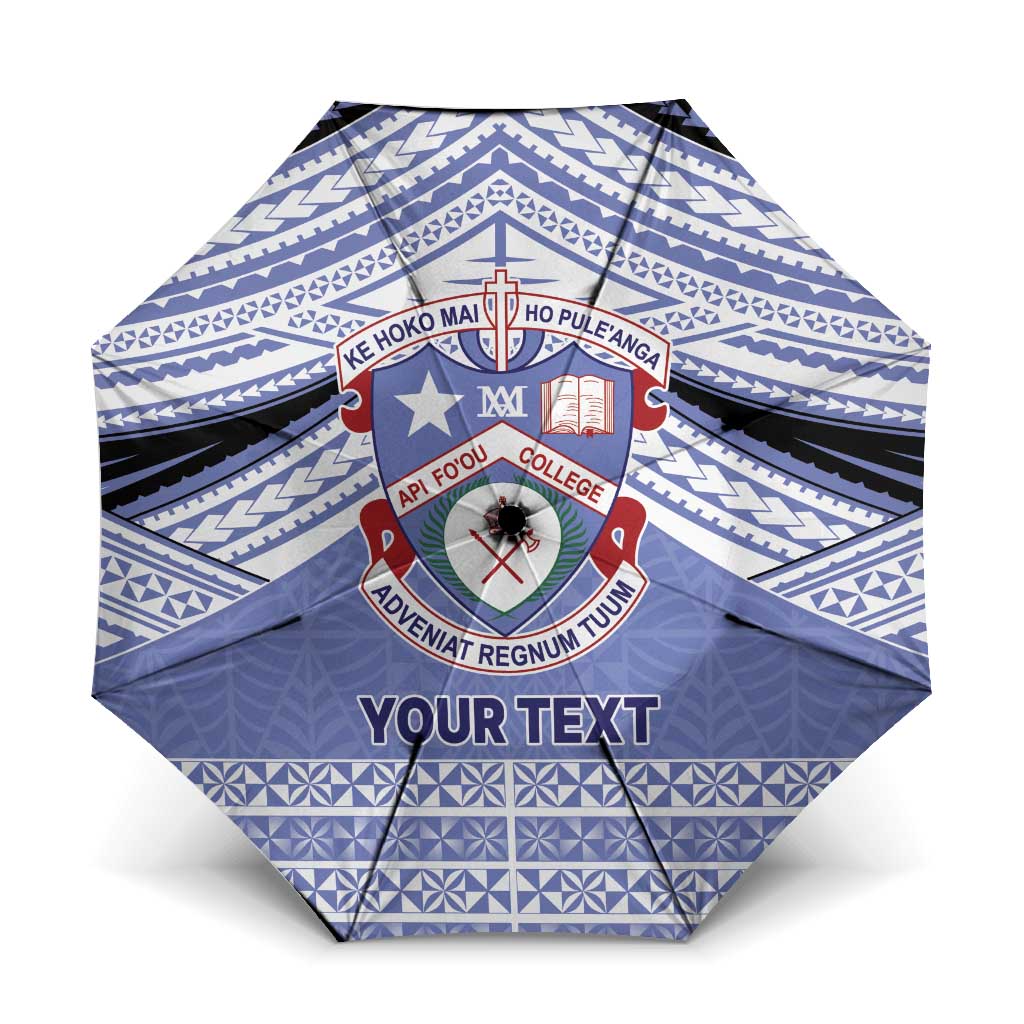 Personalised Tonga Apifoou College Umbrella Polynesian Ngatu Tribal LT9 One Size Folded 11.42 inch Opened Diameter 37.4 inch Blue - Polynesian Pride