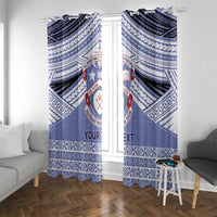 Personalised Tonga Apifoou College Window Curtain Polynesian Ngatu Tribal LT9 With Grommets Blue - Polynesian Pride