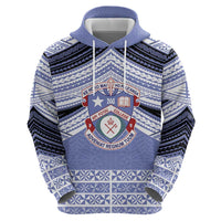 Personalised Tonga Apifoou College Zip Hoodie Polynesian Ngatu Tribal