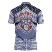 Personalised Tonga Apifoou College Zipper Polo Shirt Polynesian Ngatu Tribal LT9 - Polynesian Pride