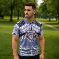 Personalised Tonga Apifoou College Zipper Polo Shirt Polynesian Ngatu Tribal LT9 - Polynesian Pride