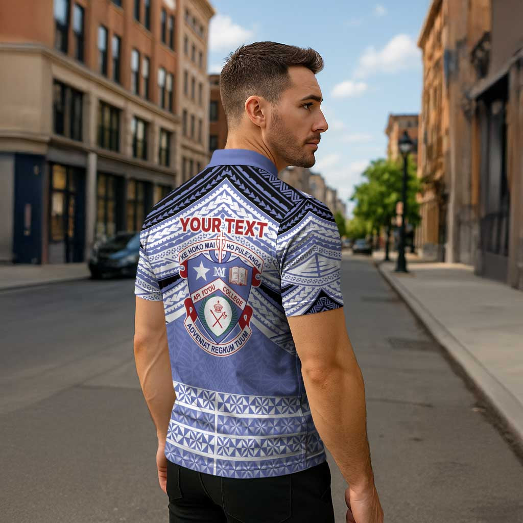 Personalised Tonga Apifoou College Zipper Polo Shirt Polynesian Ngatu Tribal LT9 - Polynesian Pride