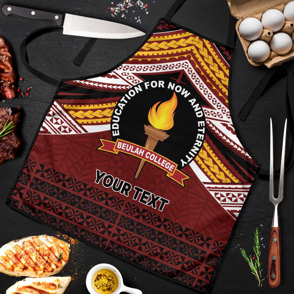 Personalised Tonga Beulah College Apron Polynesian Ngatu Tribal LT9 Red - Polynesian Pride