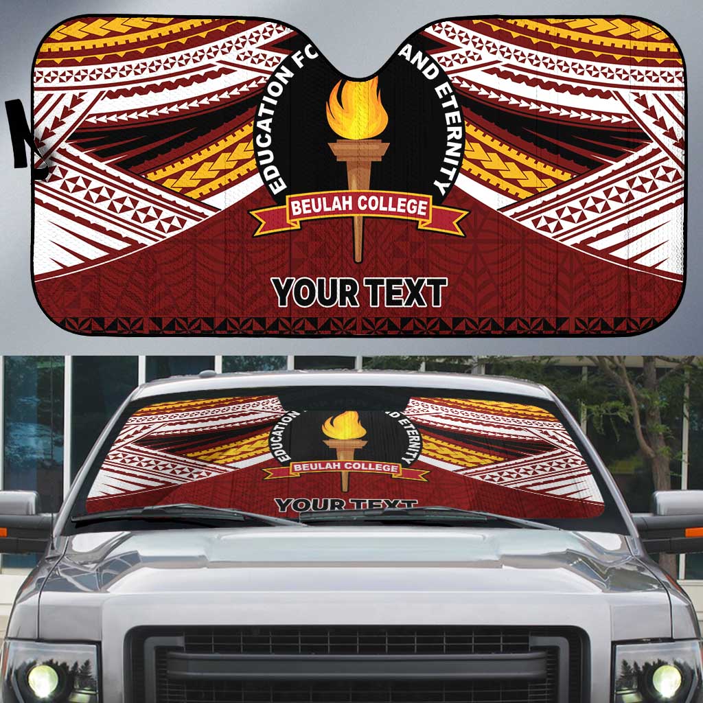 Personalised Tonga Beulah College Auto Sun Shade Polynesian Ngatu Tribal - Polynesian Pride
