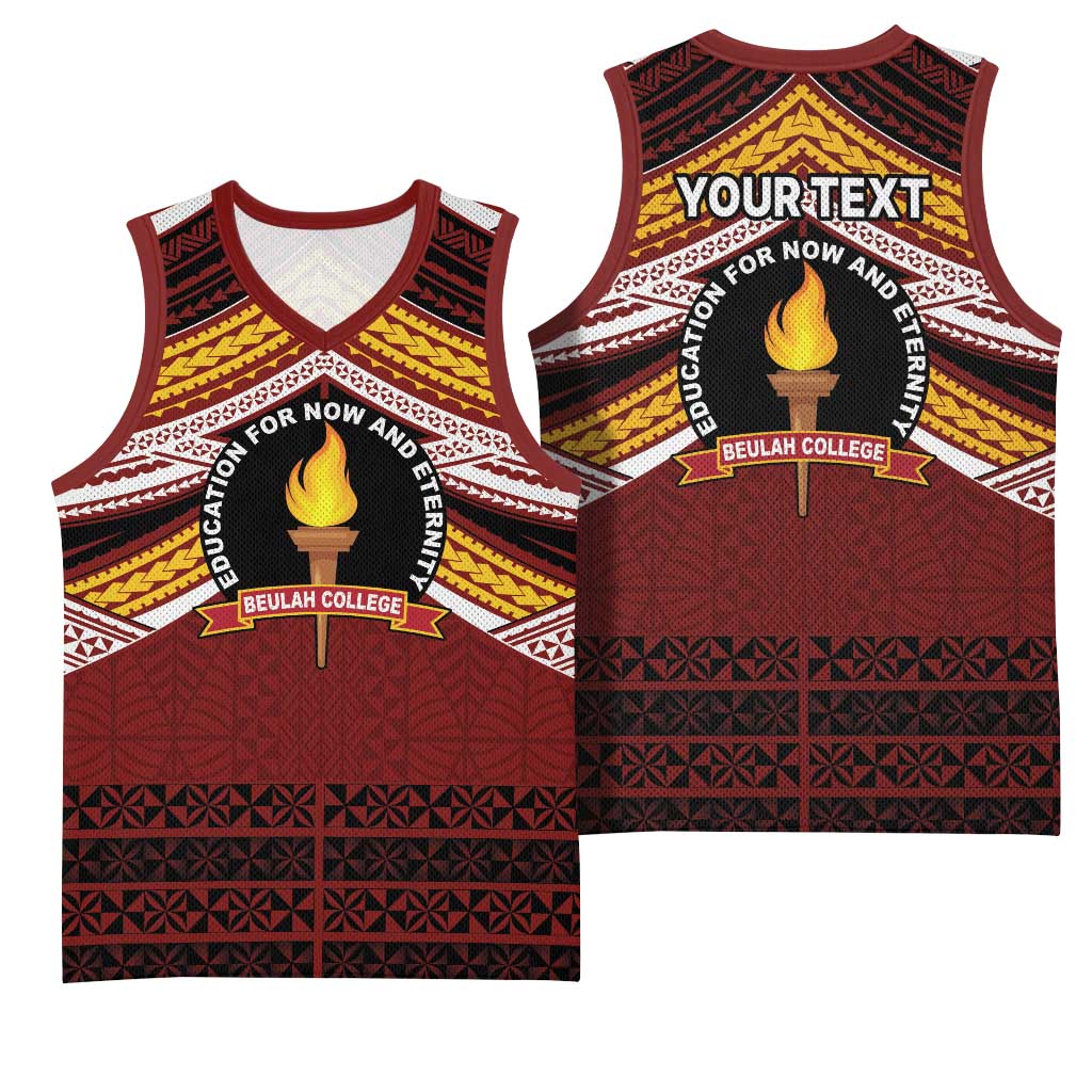Personalised Tonga Beulah College Basketball Jersey Polynesian Ngatu Tribal LT9 - Polynesian Pride