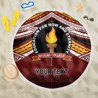 Personalised Tonga Beulah College Beach Blanket Polynesian Ngatu Tribal LT9 One Size 150cm Red - Polynesian Pride