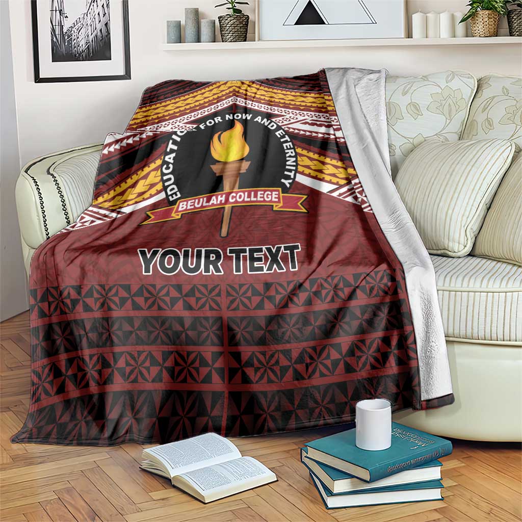 Personalised Tonga Beulah College Blanket Polynesian Ngatu Tribal LT9 Red - Polynesian Pride