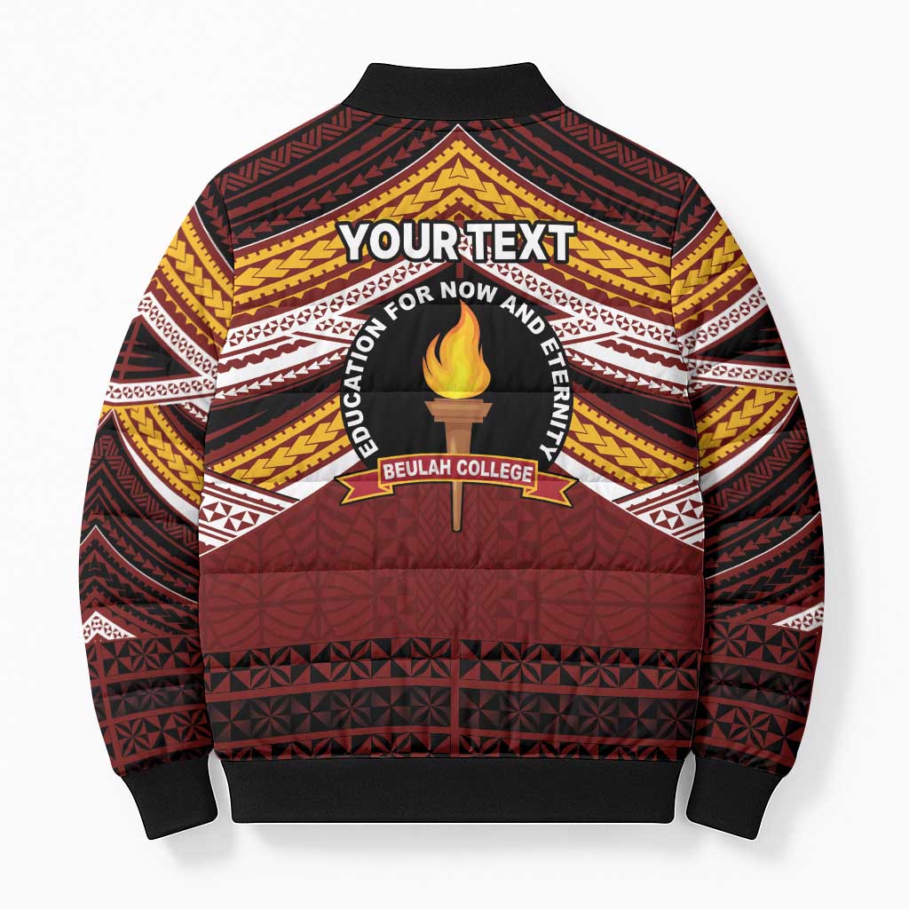Personalised Tonga Beulah College Bomber Puffer Jacket Polynesian Ngatu Tribal LT9 - Polynesian Pride