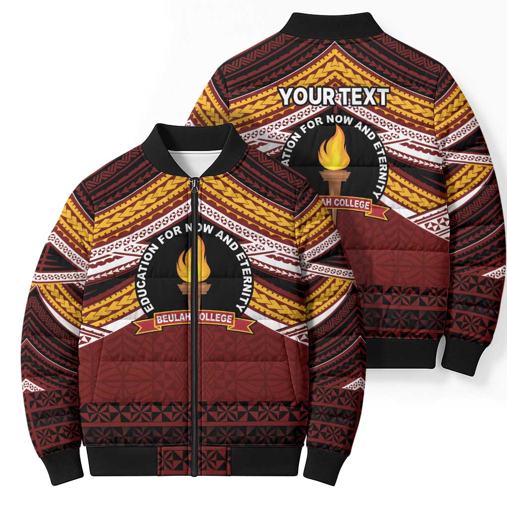Personalised Tonga Beulah College Bomber Puffer Jacket Polynesian Ngatu Tribal LT9 - Polynesian Pride