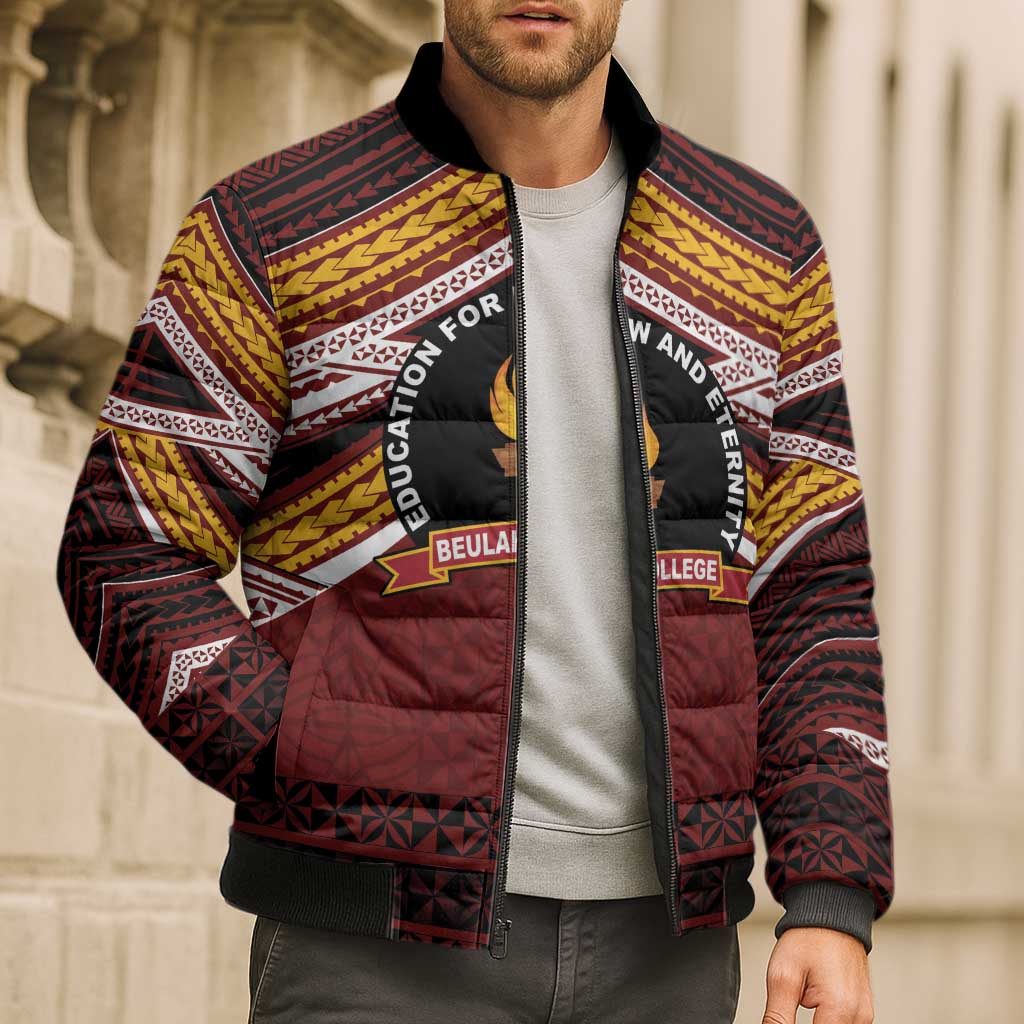 Personalised Tonga Beulah College Bomber Puffer Jacket Polynesian Ngatu Tribal LT9 - Polynesian Pride