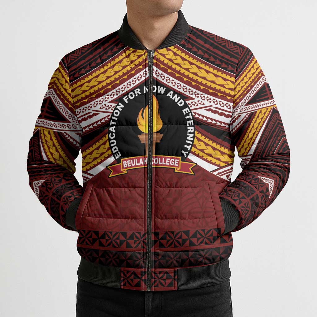 Personalised Tonga Beulah College Bomber Puffer Jacket Polynesian Ngatu Tribal LT9 - Polynesian Pride
