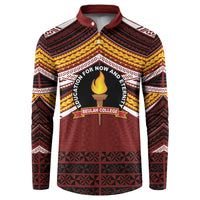 Personalised Tonga Beulah College Button Sweatshirt Polynesian Ngatu Tribal LT9 Red - Polynesian Pride