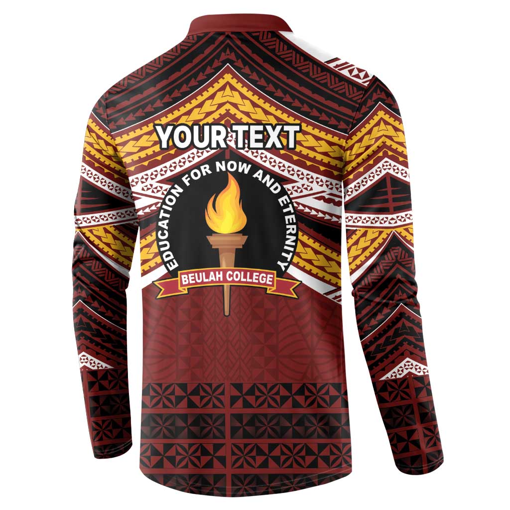 Personalised Tonga Beulah College Button Sweatshirt Polynesian Ngatu Tribal LT9 - Polynesian Pride