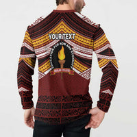 Personalised Tonga Beulah College Button Sweatshirt Polynesian Ngatu Tribal LT9 - Polynesian Pride