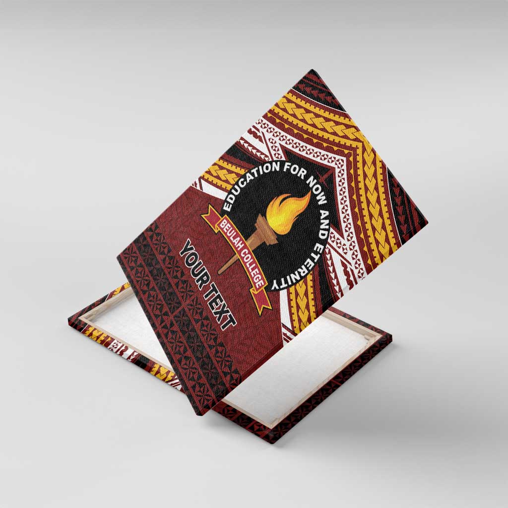 Personalised Tonga Beulah College Canvas Wall Art Polynesian Ngatu Tribal LT9 With Frame Red - Polynesian Pride